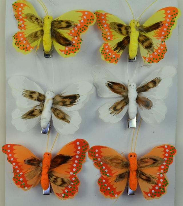 Image for Fluturi cu clame 8cm S/6 wh/y/or