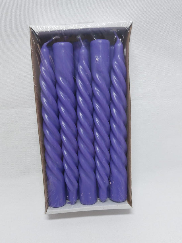 Lumanare spiral 20cm 10buc/pachet mov