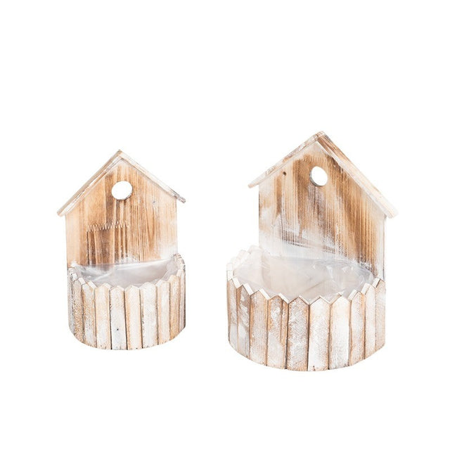 Bol din lemn forma casa 22x15.5x31cm 2buc/pachet rotund