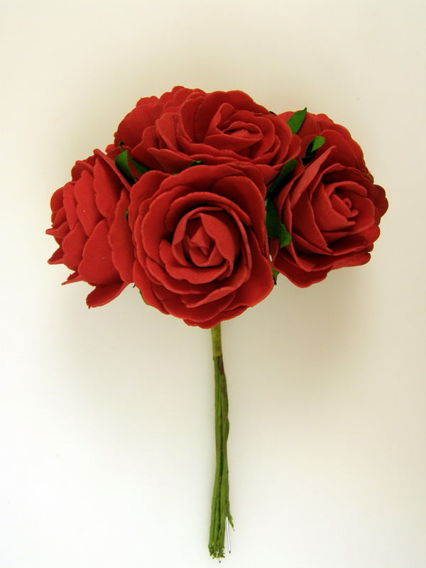 Buchet floricele polifoam cu margini ondulate 5,5cm rosu
