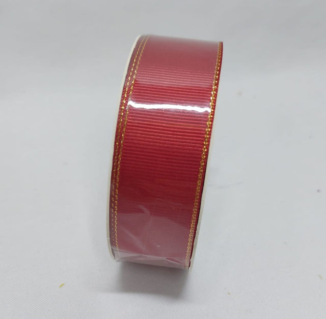 Banda decor rips cu margine auriu 25mmx10m bordeaux