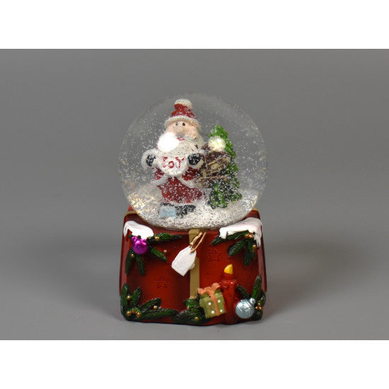 Glob din sticla cu zapada 6,5cm rosu