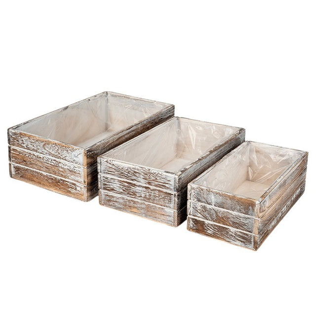 Set bol din lemn 26x13x9.5-35x20x11cm S/3 maro antic