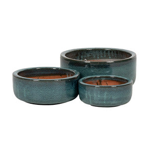 Set bol ceramic Sadie Cylinder 18x8-28x12,5cm S/3 verde