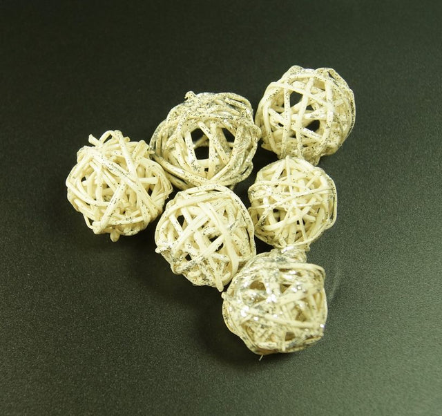 Image for Mingi din nuiele 3cm inalbit cu glitter