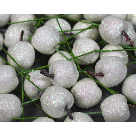 Pick mere 2.5cm alb cu glitter