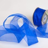 Banda decor organza 3,8cmx25m albastru