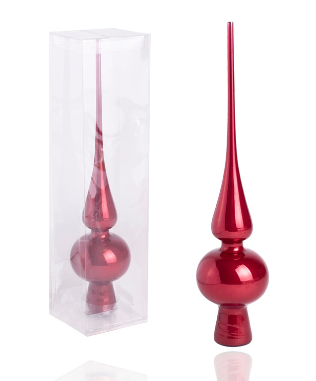 imagine produs Varf brad din sticla 25.3cm rosu