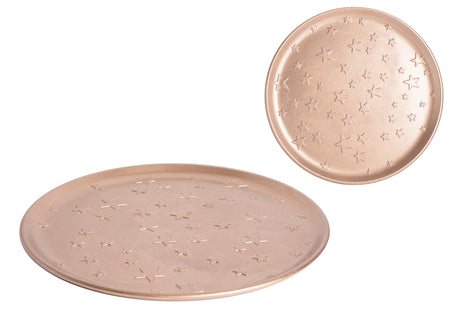 imagine produs Platou din lemn cu stele 40cm auriu