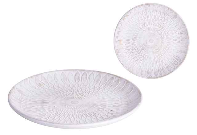 imagine produs Platou din lemn antic alb 29.5cm