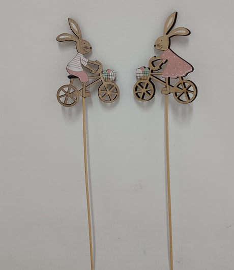 imagine produs Pick iepuras din lemn cu bicicleta S/2