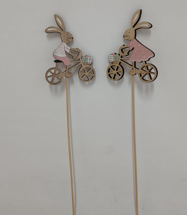 imagine produs Pick iepuras din lemn cu bicicleta S/2