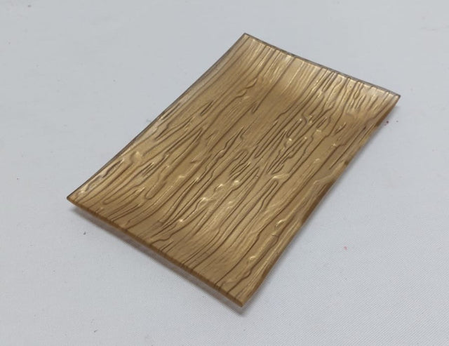 Platou din sticla 15.5x10.5cm auriu