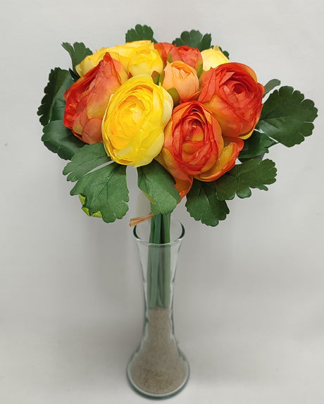 imagine produs Buchet ranunculus x10 25 cm galben/portocaliu