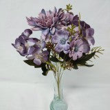 Buchet dalie + hortensii h:32cm mov