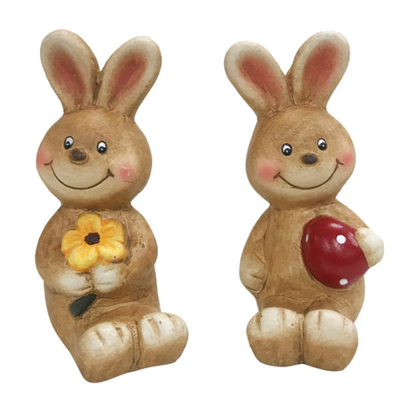 imagine produs Iepuras ceramic 12cm cu floare