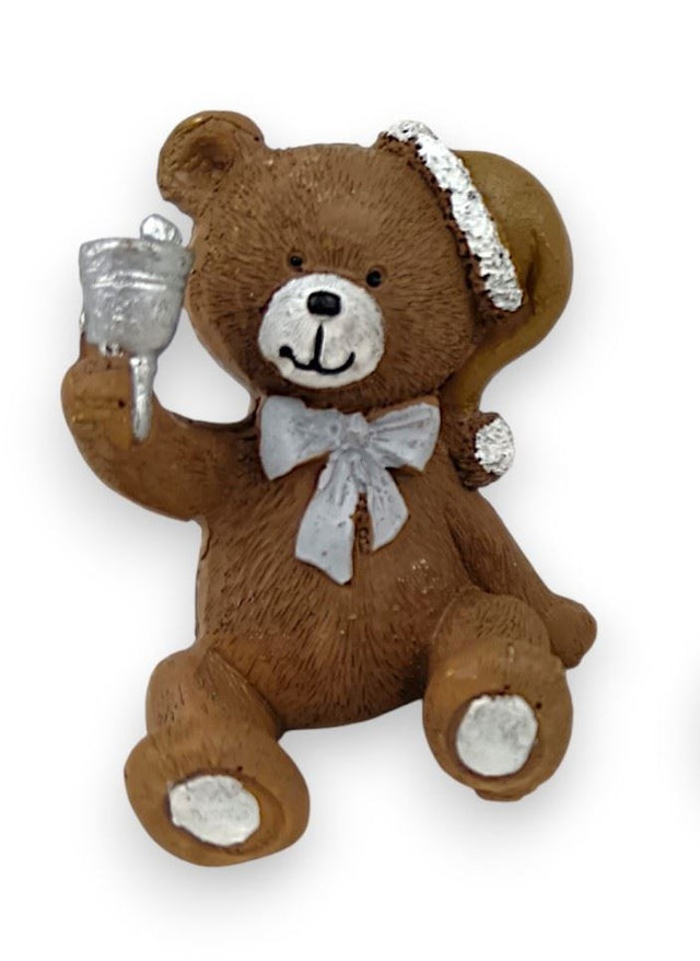 Urs polirezin cu caciula 7cm maro