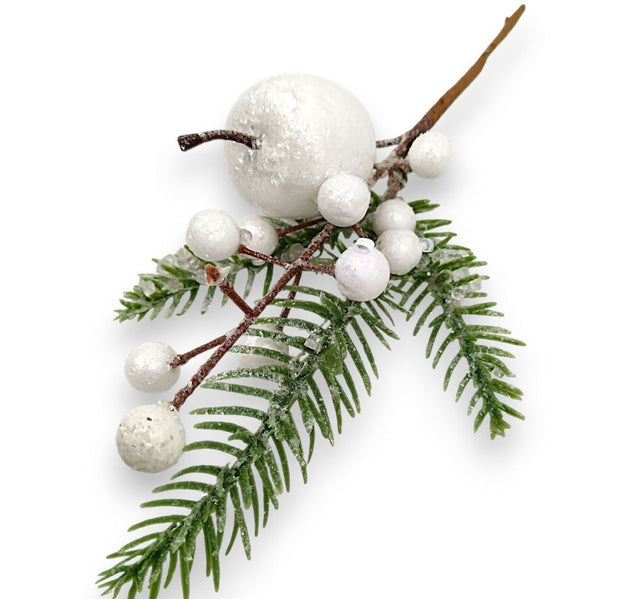 Creanga brad cu mere 26cm alb