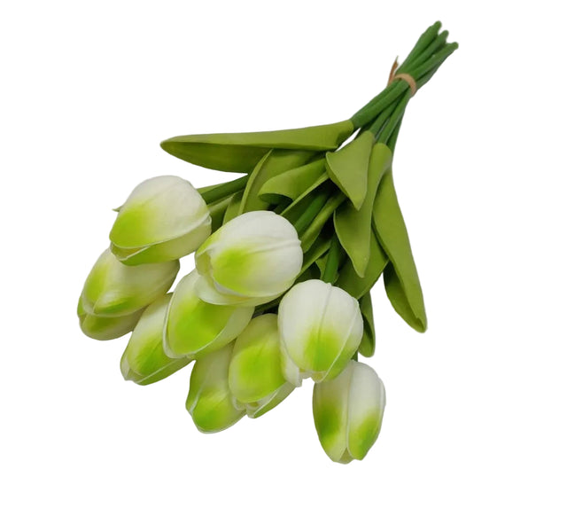 Buchet lalele latex 33cmx10 crem/verde