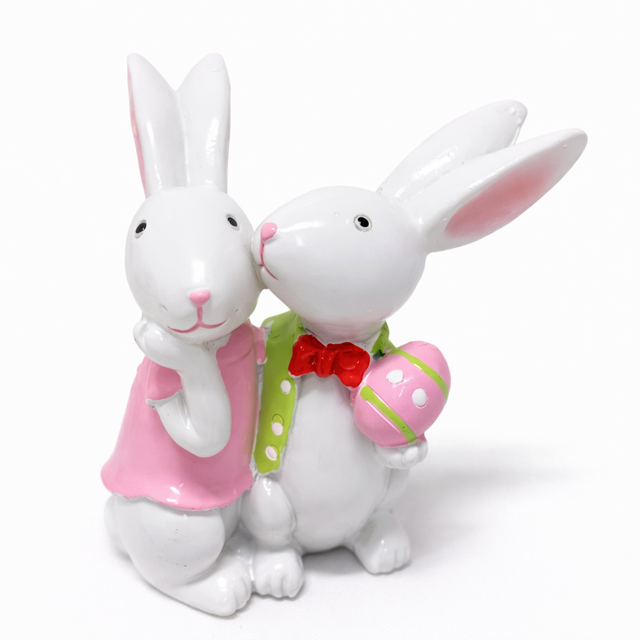 Figurine iepure polirezin cu oua 8cm