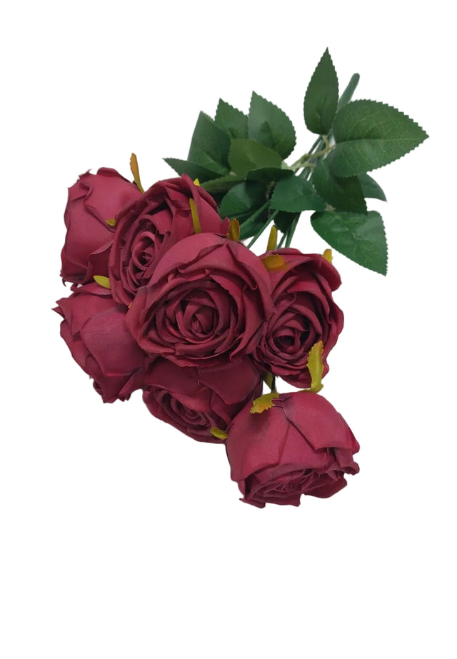 Buchet trandafiri x7 43cm bordeaux