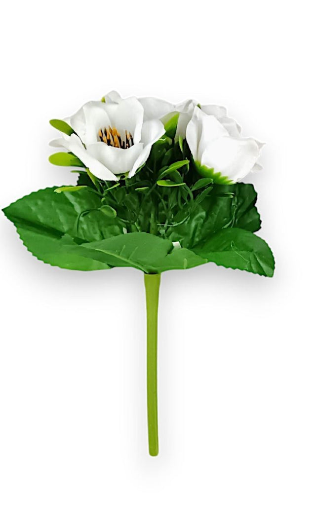Buchet anemone x5 21cm alb