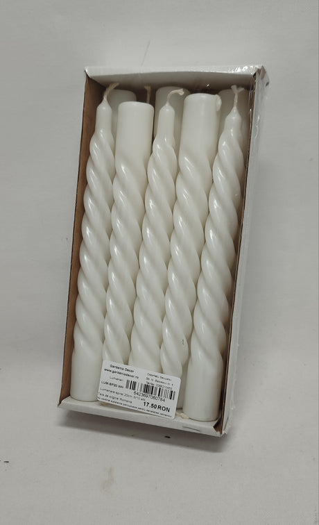 imagine produs Lumanare spiral 20cm S/10 alb