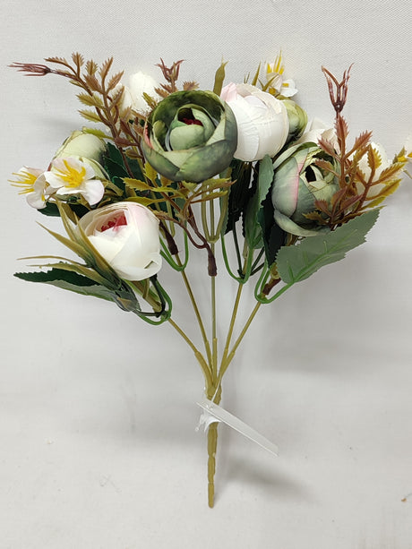 imagine produs Buchet ranunculus x5 27cm alb-verde