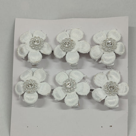 imagine produs Floricele cu clame 3cm S/6 alb
