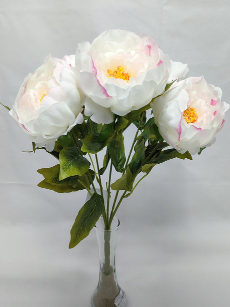 imagine produs Buchet peonie x5 H:44cm alb/roz