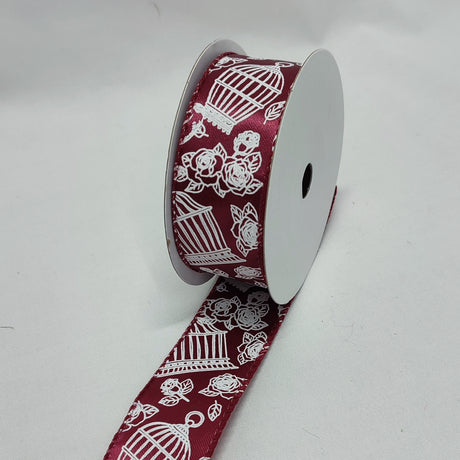 imagine produs Banda decor textil cu colivie 4cmx10y bordeaux