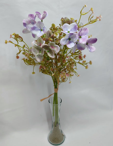 imagine produs Buchet hortensii+gypsophila x5 mov deschis