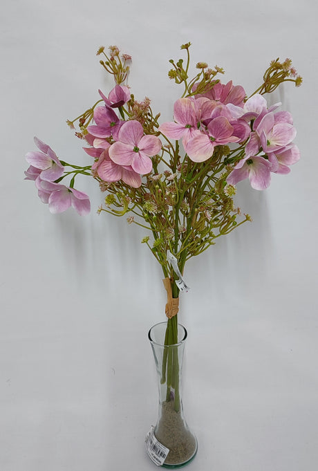imagine produs Buchet hortensii+gypsophila x5 roz deschis