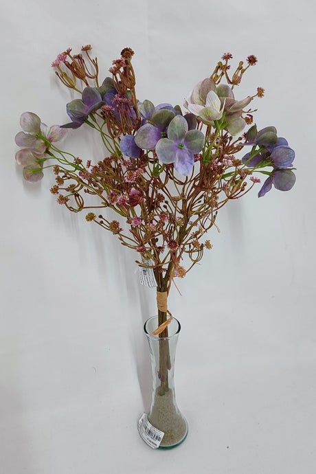 imagine produs Buchet hortensii+gypsophila x5 mov inchis