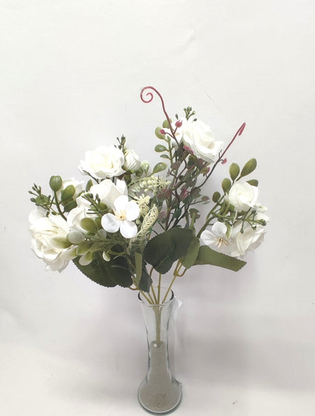 imagine produs Buchet trandafiri x5 33cm alb
