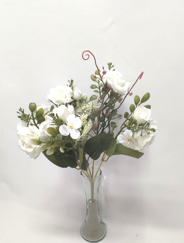 imagine produs Buchet trandafiri x5 33cm alb