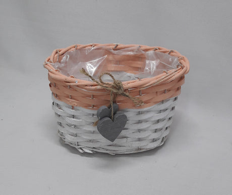 imagine produs Cos din nuiele 19x14x12cm alb/portocaliu