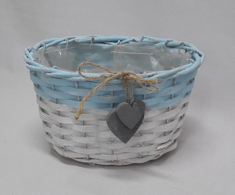 imagine produs Cos din nuiele 19x14x12cm alb/albastru