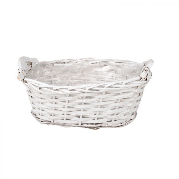 imagine produs Cos oval cu maner 29x18.5x12/14.5cm alb