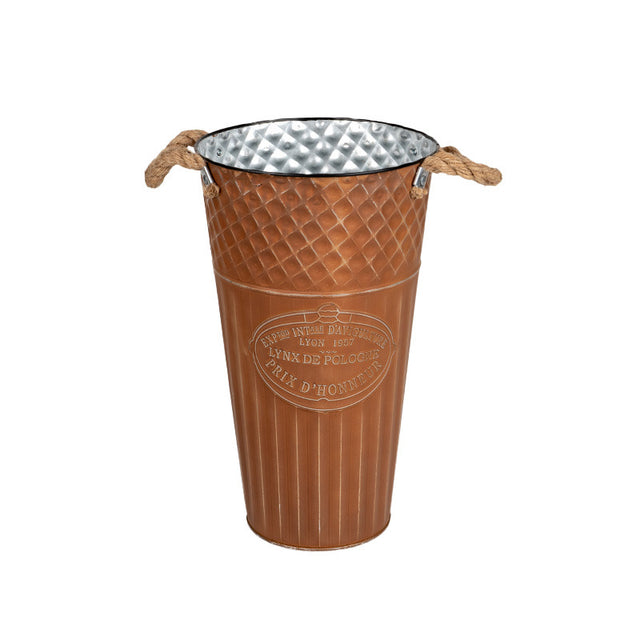 Vaza din metal cu manere Loretta 21x40cm maro