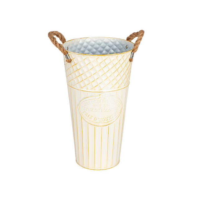 Vaza din metal cu manere Loretta 21x40cm crem