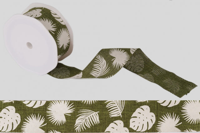 BANDA DECOR CU FRUNZE 38MMX10M VERDE
