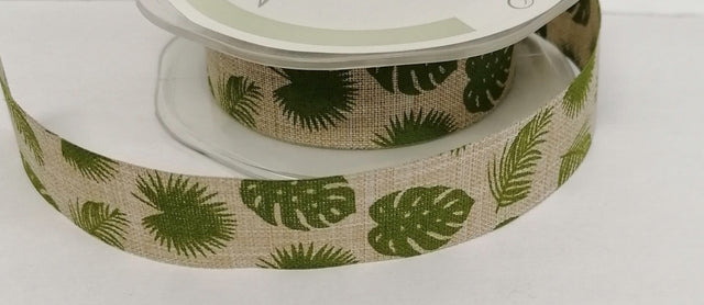 Banda decor cu frunze 25mmx10m crem