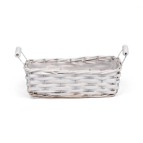 imagine produs Bol din nuiele dreptunghiular cu manere 24x10x8/11,5cm alb