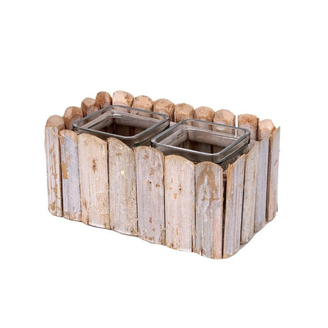imagine produs Suport candela din lemn 20x12x9cm gri