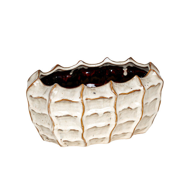 Bol ceramic Everett 29x19x14cm crem/maro