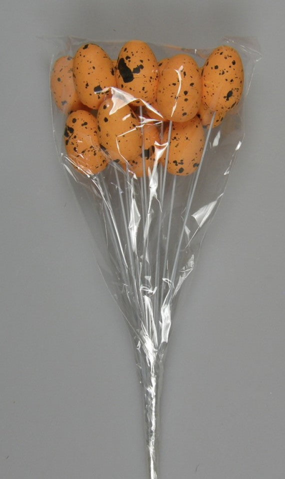 Pick oua de prepelita 1,8x3cm S/12 portocaliu