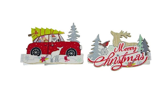 imagine produs Clame cu fig.de Craciun din lemn 5x3cm S/4