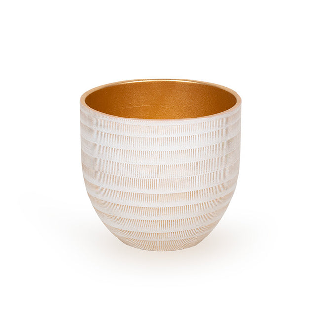 Vază din ceramică Le Havre alb-auriu 16x14cm