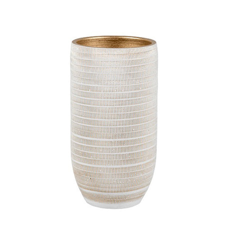 imagine produs Vaza Ceramica Le Havre 26x50cm Alb-Auriu